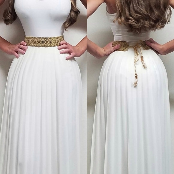 VINTAGE 60s Silk Gold Silver Metal Filigree Embroidered Tassle Tie-Waist Belt